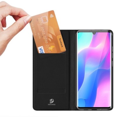 Xiaomi Mi Note 10 Lite „Dux Ducis“ Skin serijos juodas odinis atverčiamas dėklas - knygutė | Priedai.lt