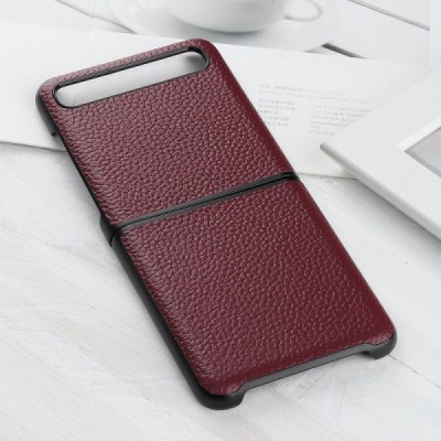 Samsung Galaxy Z Flip (F700) Deluxe Leather bordo odinis dėklas - nugarėlė | Priedai.lt