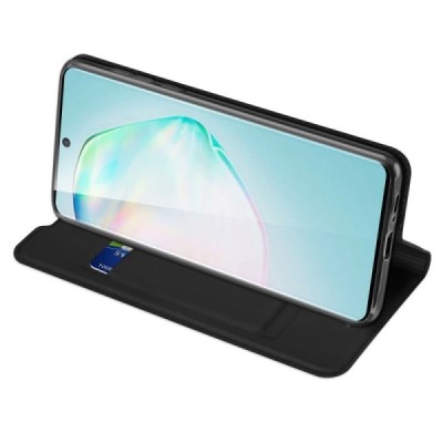 „Dux Ducis“ Skin serijos Samsung Galaxy S10 Lite (G970) juodas odinis atverčiamas dėklas / Priedai.lt