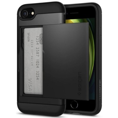 „Spigen“ Slim Armor CS Apple iPhone 7 / 8 / SE 2020 juodas kieto silikono dėklas / Priedai.lt