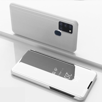 Samsung Galaxy A21s (A217) plastikinis atverčiamas sidabrinis dėklas | Priedai.lt