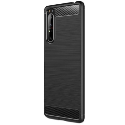 Sony Xperia 1 II „Carbon“ kieto silikono TPU juodas dėklas nugarėlė | Priedai.lt