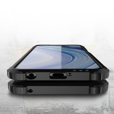 Sustiprintos apsaugos Xiaomi Redmi Note 9 Pro juodas kieto silikono (TPU) ir plastiko dėklas | Priedai.lt