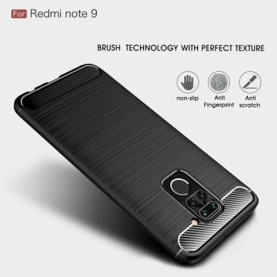 Xiaomi Redmi Note 9 „Carbon“ kieto silikono TPU juodas dėklas - nugarėlė | Priedai.lt