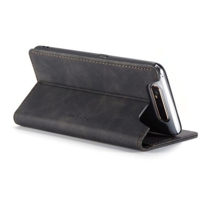 Samsung Galaxy A80 (A805F) CaseMe Retro solidus atverčiamas juodas odinis dėklas - knygutė | Priedai.lt