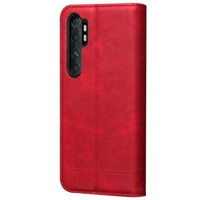 Deluxe atverčiamas raudonas odinis Xiaomi Mi Note 10 Lite dėklas - knygutė | Priedai.lt