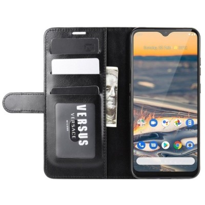 Nokia 5.3 atverčiamas juodas odinis dėklas, knygutė - piniginė | Priedai.lt