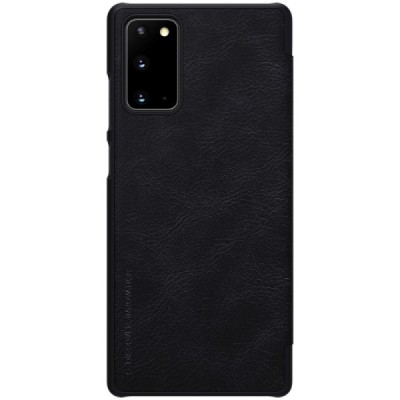 Prabangus „Nillkin“ Qin serijos juodas odinis atverčiamas Samsung Galaxy Note 20 (N980F) dėklas | Priedai.lt