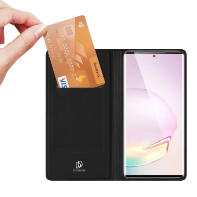 „Dux Ducis“ Skin serijos Samsung Galaxy Note 20 (N980F) juodas odinis atverčiamas dėklas | Priedai.lt