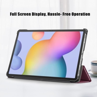 Samsung Galaxy Tab S7 11 (T875, T870) atverčiamas bordo odinis dėklas - knygutė (sulankstomas) | Priedai.lt