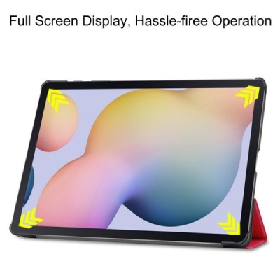 Samsung Galaxy Tab S7 FE 12.4", S7+ 12.4" (T976) atverčiamas raudonas odinis dėklas - knygutė (sulankstomas) | Priedai.lt