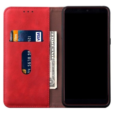 Deluxe atverčiamas raudonas odinis Huawei P40 Pro dėklas - knygutė | Priedai.lt
