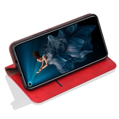 Deluxe atverčiamas raudonas odinis Huawei Honor 20 Pro dėklas - knygutė | Priedai.lt