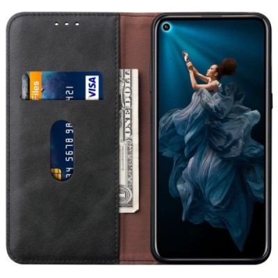 Deluxe atverčiamas juodas odinis Huawei Honor 20 Pro dėklas - knygutė | Priedai.lt