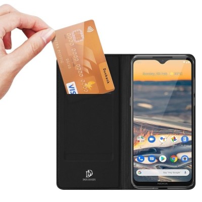 „Dux Ducis“ Skin serijos Nokia 5.3 (2020) juodas odinis atverčiamas dėklas | Priedai.lt