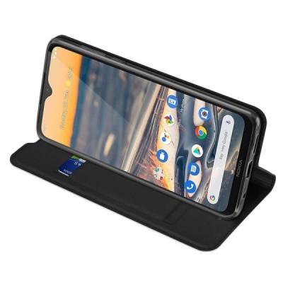 „Dux Ducis“ Skin serijos Nokia 5.3 (2020) juodas odinis atverčiamas dėklas | Priedai.lt
