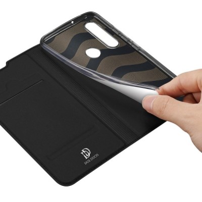 „Dux Ducis“ Skin serijos Huawei Y6p juodas odinis atverčiamas dėklas | Priedai.lt