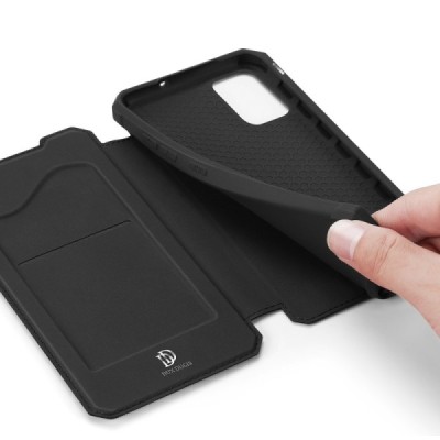 Dux Ducis Skin X serijos Samsung Galaxy A51 (A515F) juodas odinis atverčiamas dėklas | Priedai.lt