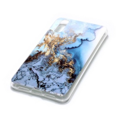 Huawei P20 „Marble“ kieto silikono TPU mėlynas dėklas - nugarėlė | Priedai.lt