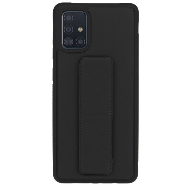 „Finger Grip“ Kickstand Kõva silikoon (TPU) kaaned - must (Galaxy A71)