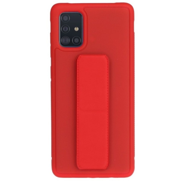„Finger Grip“ Kickstand Kõva silikoon (TPU) kaaned - punane (Galaxy A51)