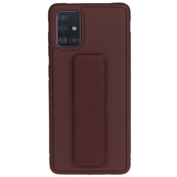 „Finger Grip“ Kickstand Kõva silikoon (TPU) kaaned - pruun (Galaxy A51)