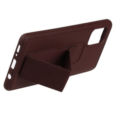 Samsung Galaxy A51 (A515F) „Finger Grip“ Kickstand kieto silikono TPU rudas dėklas - nugarėlė | Priedai.lt