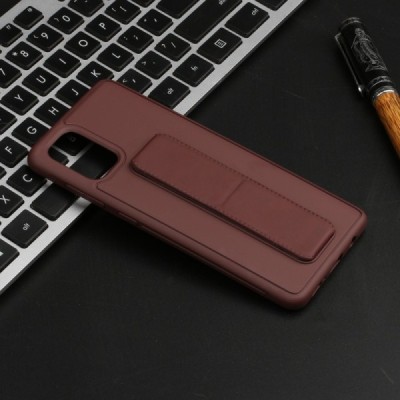 Samsung Galaxy A51 (A515F) „Finger Grip“ Kickstand kieto silikono TPU rudas dėklas - nugarėlė | Priedai.lt