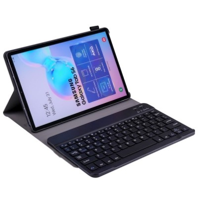 Samsung Galaxy Tab S6 10.5 (T865, T860) atverčiamas juodas odinis dėklas su bluetooth belaide klaviatūra | Priedai.lt