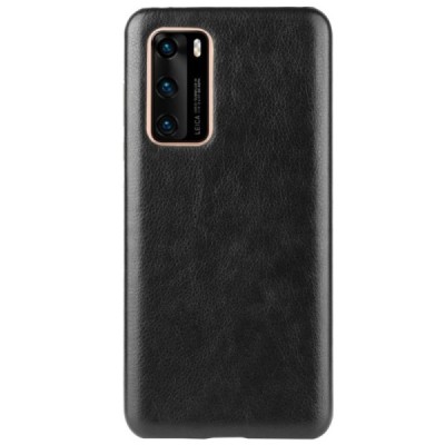 Slim Leather Huawei P40 juodas odinis dėklas - nugarėlė | Priedai.lt