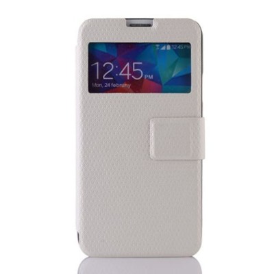 Samsung Galaxy S5 G900 (S5 Neo G903) pintas atverčiamas baltas s view tipo dėklas / Priedai.lt