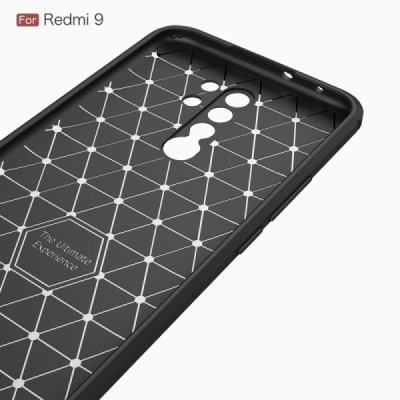 Xiaomi Redmi 9 „Carbon“ kieto silikono TPU juodas dėklas - nugarėlė | Priedai.lt
