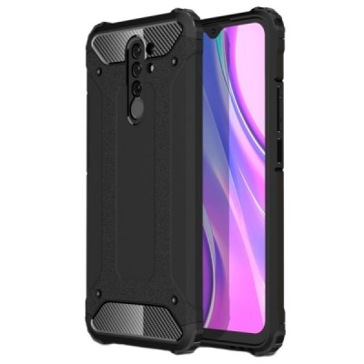 Sustiprintos apsaugos Xiaomi Redmi 9 juodas kieto silikono (TPU) ir plastiko dėklas | Priedai.lt