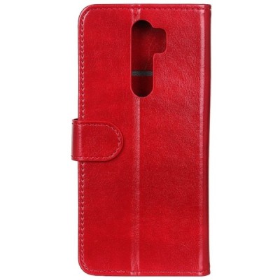 Xiaomi Redmi 9 atverčiamas raudonas odinis dėklas, knygutė - piniginė | Priedai.lt