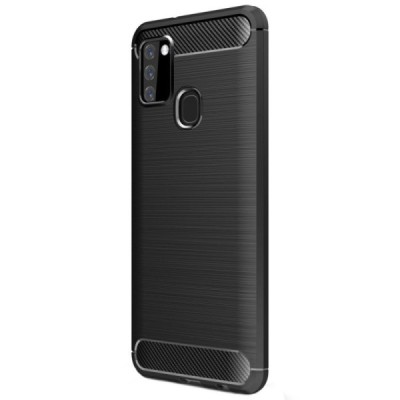 Samsung Galaxy A21s (A217) „Carbon“ kieto silikono TPU juodas dėklas - nugarėlė | Priedai.lt