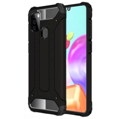 Sustiprintos apsaugos Samsung Galaxy A21s (A217) juodas kieto silikono (TPU) ir plastiko dėklas | Priedai.lt