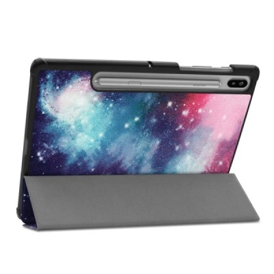 Samsung Galaxy Tab S6 10.5 (T865, T860) „Cosmo“ atverčiamas spalvotas, baltas odinis dėklas - knygutė | Priedai.lt