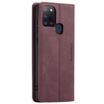 Samsung Galaxy A21s (A217) CaseMe Retro solidus atverčiamas bordo odinis dėklas - knygutė | Priedai.lt