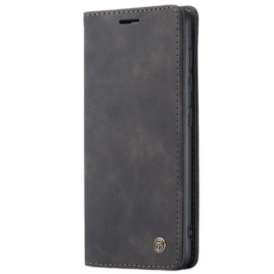 Samsung Galaxy A21s (A217) CaseMe Retro solidus atverčiamas juodas odinis dėklas - knygutė | Priedai.lt