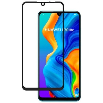 Huawei P30 Lite „Forever“ 9H Tempered Glass sustiprintos apsaugos juodas pilnai dengiantis apsauginis ekrano stiklas 0,33 mm | P