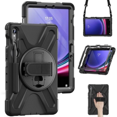 Samsung Galaxy Tab S7 11" / S8 11" / S9 11" / S9 FE 5G / S10 FE / S10 Lite tugevdatud kaitseümbris - must - tagakülg | Priedai.l
