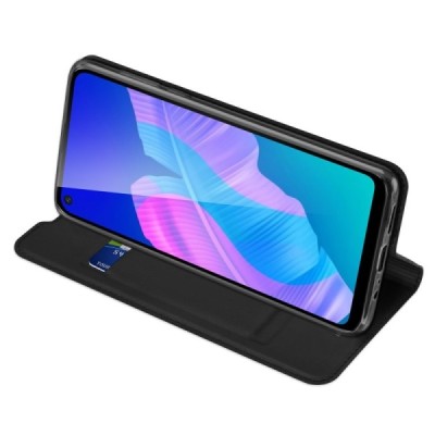 „Dux Ducis“ Skin serijos Huawei P40 Lite E (Y7p, Honor 9C) juodas odinis atverčiamas dėklas | Priedai.lt