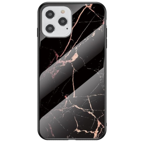 „Marble“ Kõva silikoon (TPU) kaaned - must / kuldne (iPhone 12 / 12 Pro)