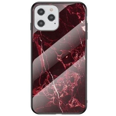 Apple iPhone 12 (12 Pro) „Marble“ kieto silikono TPU juodas / raudonas dėklas - nugarėlė | Priedai.lt