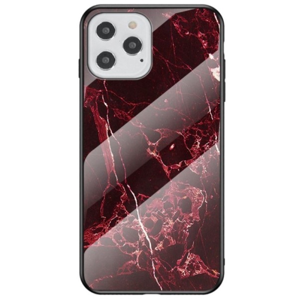„Marble“ Kõva silikoon (TPU) kaaned - must / punane (iPhone 12 / 12 Pro)