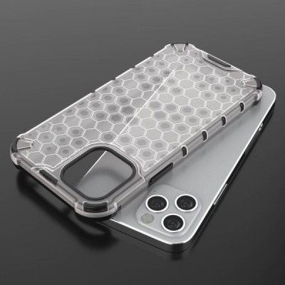 Honeycomb sustiprintos apsaugos Apple iPhone 12 (12 Pro) skaidrus kieto silikono (TPU) ir plastiko dėklas | Priedai.lt