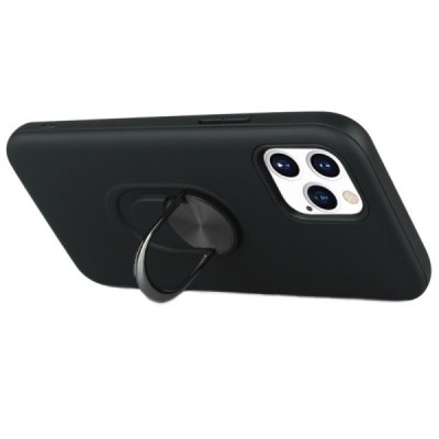 Apple iPhone 12 (12 Pro) „Shell“ Kickstand (TPU) juodas dėklas - nugarėlė | Priedai.lt