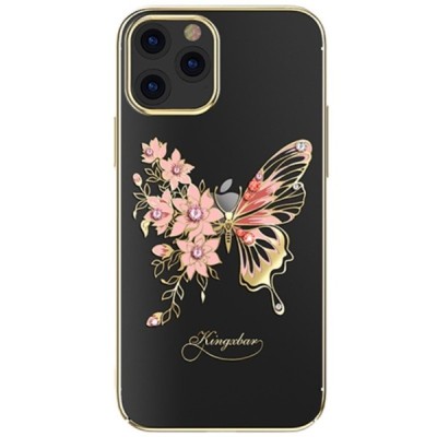 Apple iPhone 12 (12 Pro) Kingxbar Crystal  Wings Swarovski plastikinis skaidrus permatomas auksinis dėklas su kristalais | Pried
