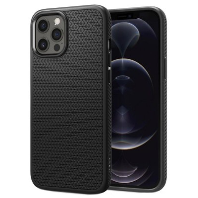 „Spigen“ Liquid Air Apple iPhone 12 Pro Max juodas kieto silikono dėklas | Priedai.lt