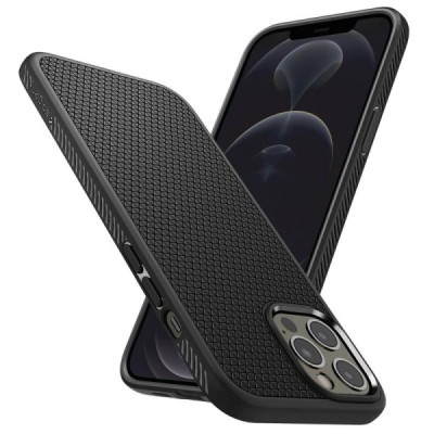 „Spigen“ Liquid Air Apple iPhone 12 Pro Max juodas kieto silikono dėklas | Priedai.lt